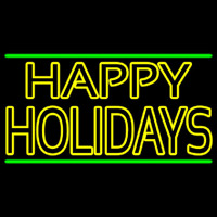 Yellow Double Stroke Happy Holidays Neonkyltti