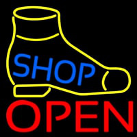 Yellow Shoe Blue Shop Open Neonkyltti