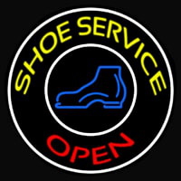 Yellow Shoe Service Open With Border Neonkyltti