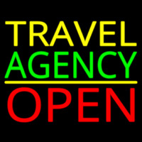 Yellow Travel Green Agency Open Neonkyltti