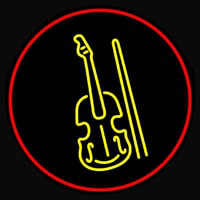 Yellow Violin Logo Red Border Neonkyltti