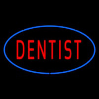 Red Dentist Oval Blue Border Neonkyltti