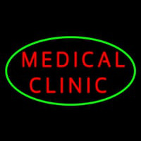 Red Medical Clinic Oval Green Neonkyltti