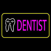 Pink Dentist Tooth Logo Yellow Border Neonkyltti