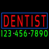 Red Dentist Blue Border With Phone Number Neonkyltti