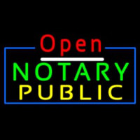 Red Open Notary Public Blue Border Neonkyltti
