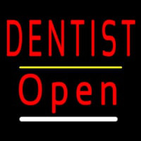 Dentist Open Yellow Line Neonkyltti