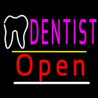 Dentist Logo Open Yellow Line Neonkyltti