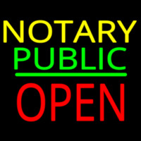 Notary Public Block Open Green Line Neonkyltti