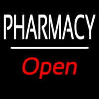 Pharmacy Open White Line Neonkyltti