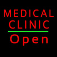 Red Medical Clinic Open Green Line Neonkyltti