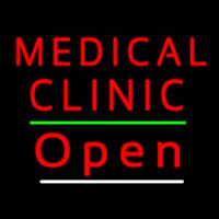 Red Medical Clinic Open Green White Line Neonkyltti