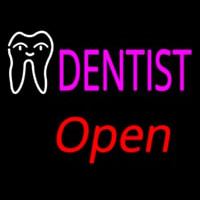 Pink Dentist White Tooth Open Neonkyltti