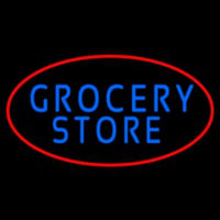 Blue Grocery Store With Red Oval Neonkyltti