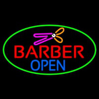 Barber Open With Green Border Neonkyltti