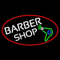 Barber Shop And Dryer And Scissor With Red Border Neonkyltti