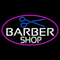 Barber Shop And Scissor With Pink Border Neonkyltti