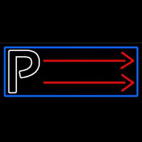 Parking P With Arrow With Blue Border Neonkyltti