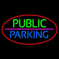 Public Parking Oval With Red Border Neonkyltti