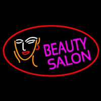 Red Beauty Salon With Girl Neonkyltti