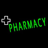 Green Pharmacy With Plus Logo Neonkyltti