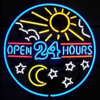 open 24 hours sun moon day BEER BAR PUB Neonkyltti